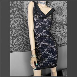 NWT Pinup black and nude lace dress
